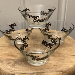 Vintage MCM Glass Popcorn Bowls 4 Piece Set POP ART Wheaton 70's 5.5”x2.5” EUC🍿